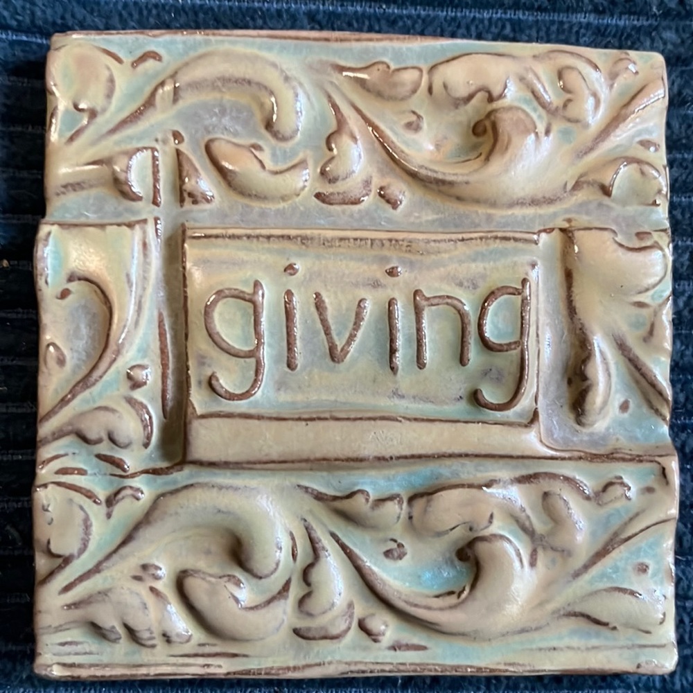 GIVING TileSmile 3x3 Decorative Handmade Ceramic Green Blue Tile